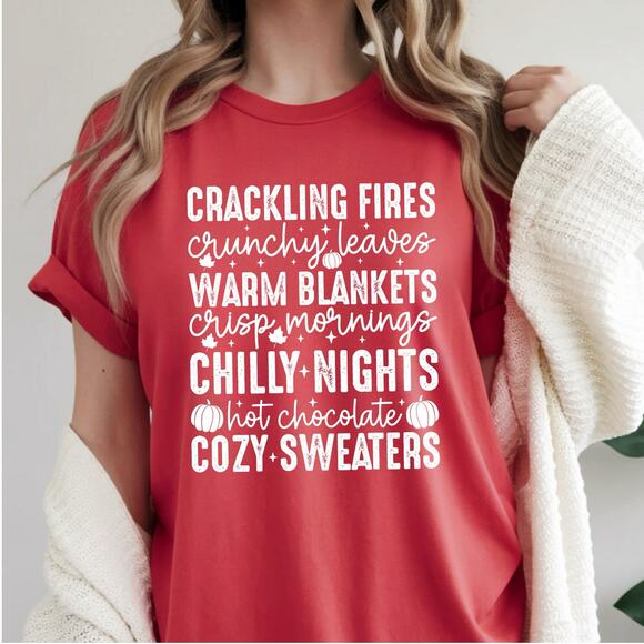 Women Fall Shirt Crackling Fires Tee Faith Graphic Print Unisex - Picture 2 of 4